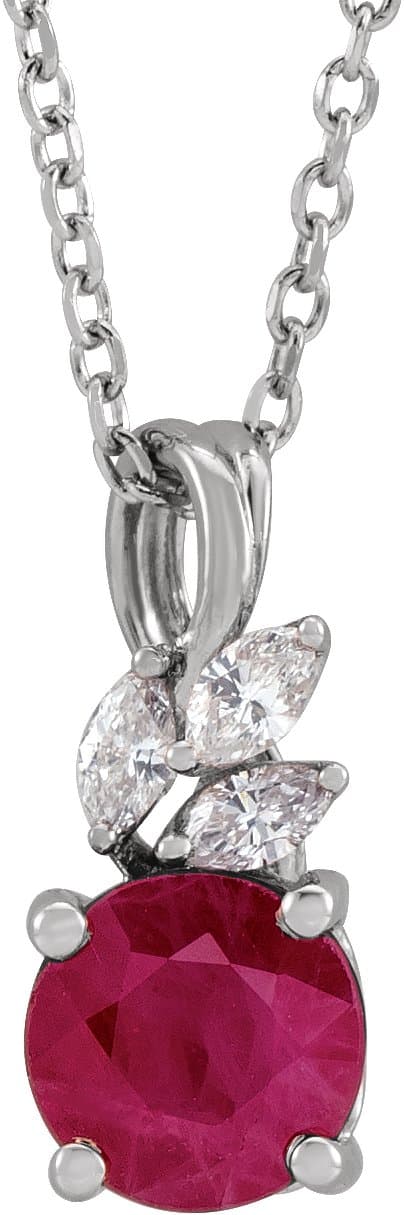 14K Rose Lab-Grown Alexandrite & 1/10 CTW Natural Diamond 16-18 Necklace