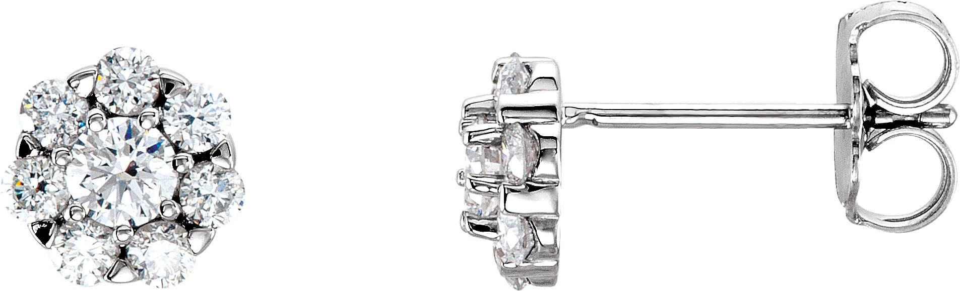 14K White 2 CTW Natural Diamond Cluster Earrings