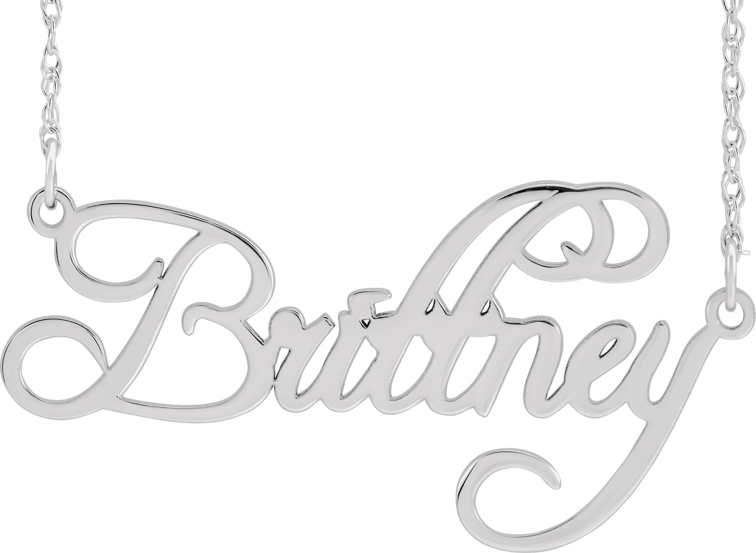 10K White Gold Script Single Name 18" Necklace