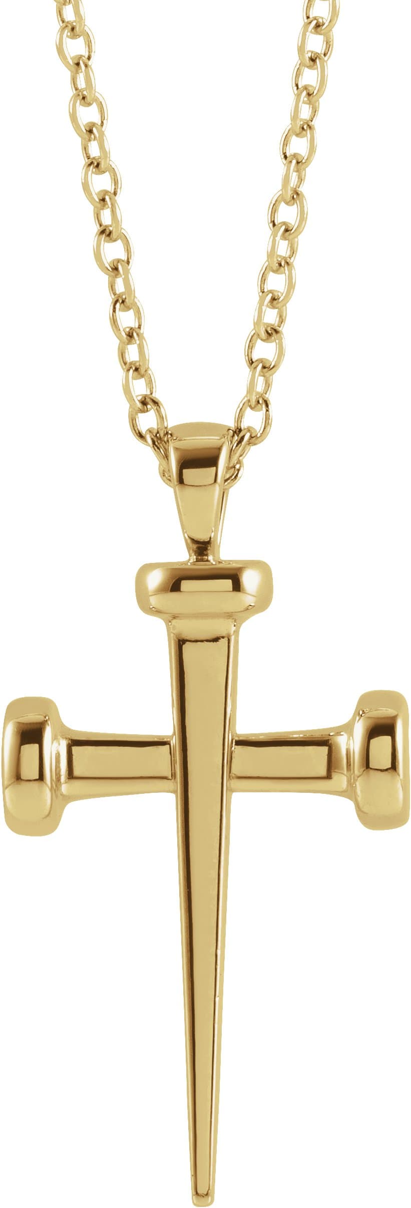 14K Yellow Nail Cross 24 Necklace