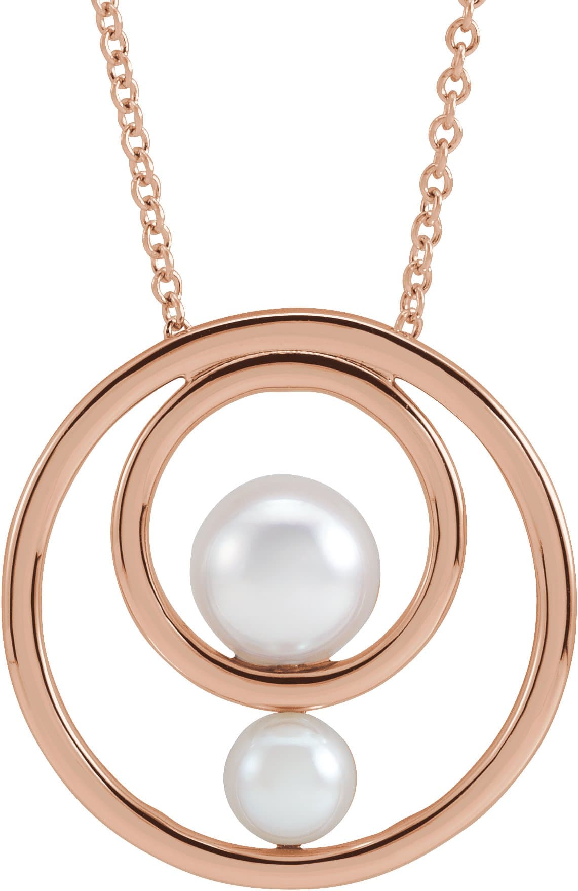 14K Rose Cultured White Akoya Pearl Hold You Forever® 16-18 Necklace