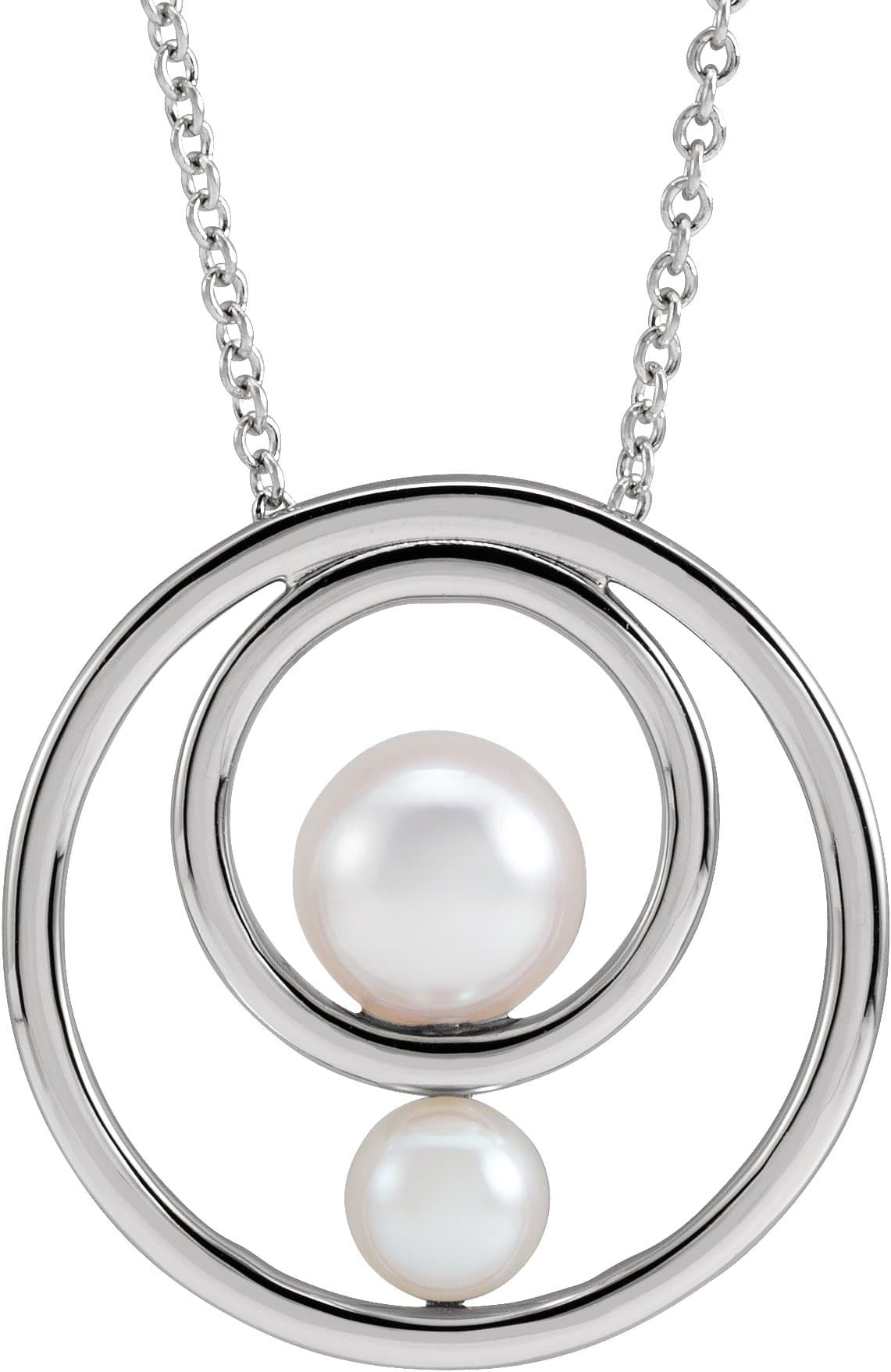 14K Rose Cultured White Akoya Pearl Hold You Forever® 16-18 Necklace