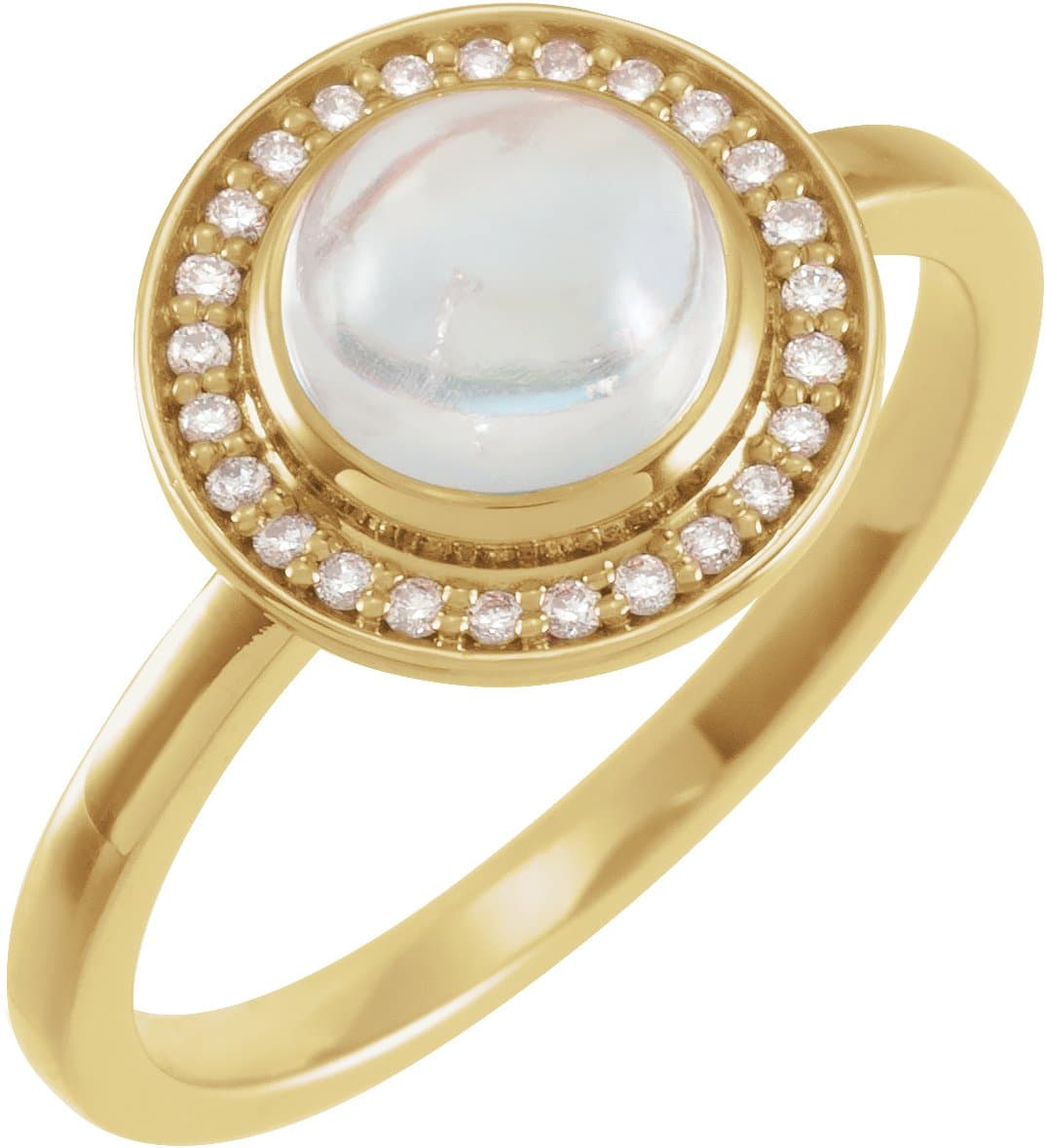 14K Rose Natural Rainbow Moonstone & .08 CTW Natural Diamond Halo-Style Ring