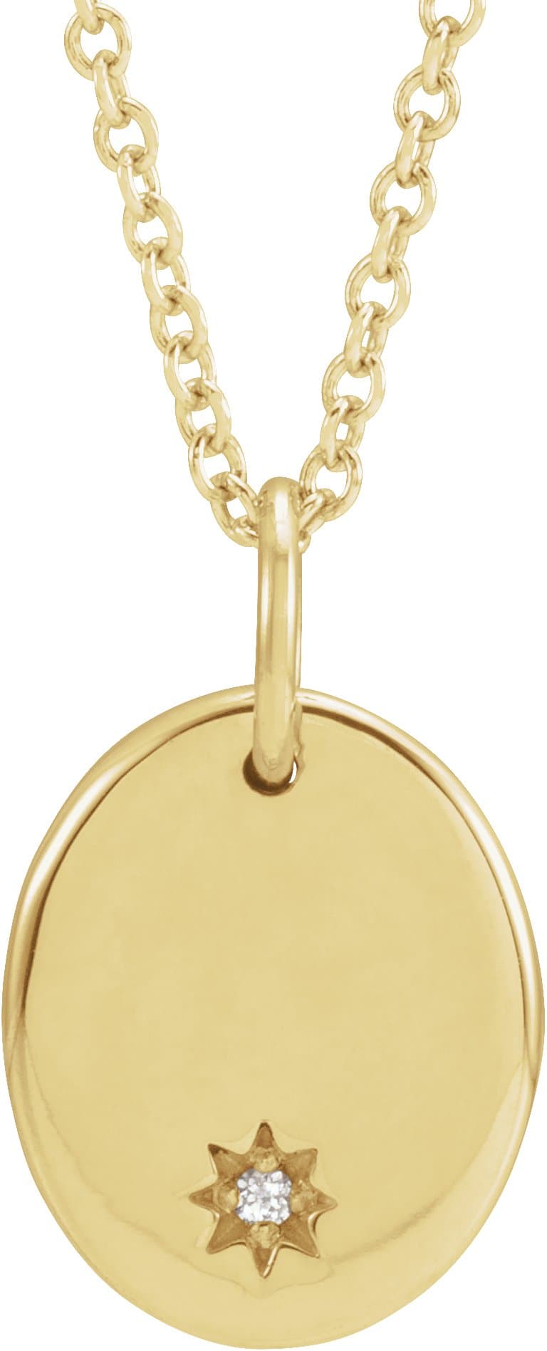 14K Rose Engravable .005 CT Natural Diamond 16-18 Necklace