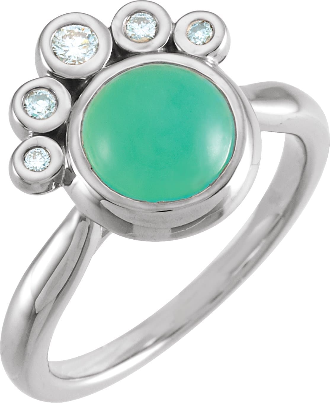 14K Rose Natural Green Chrysoprase & 1/8 CTW Natural Diamond Ring