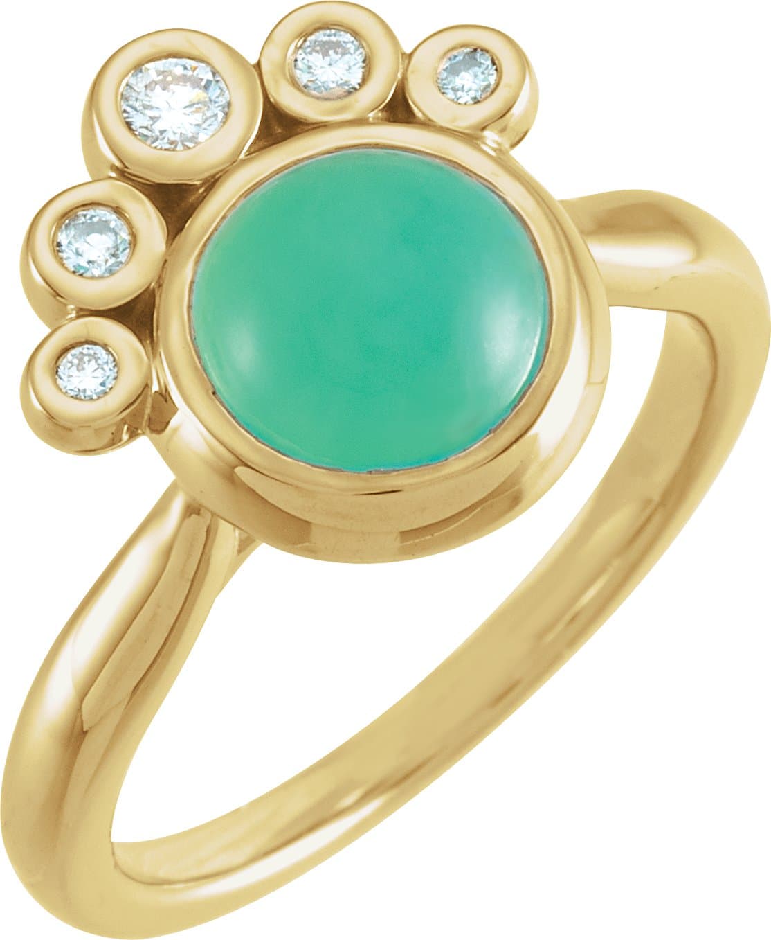 14K Rose Natural Green Chrysoprase & 1/8 CTW Natural Diamond Ring