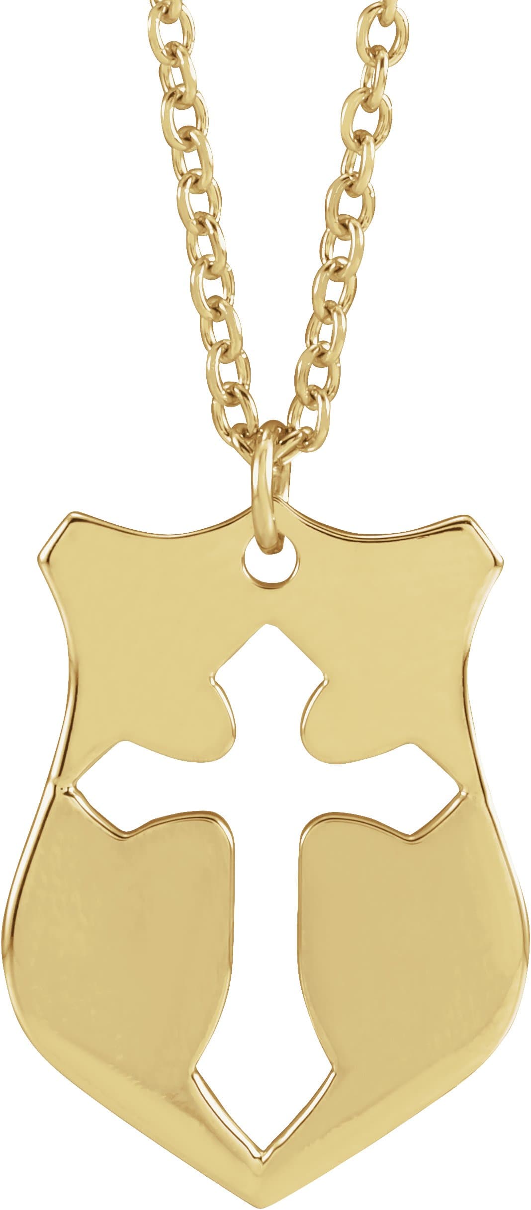 14K Rose 20.7x15.4 mm Pierced Cross Shield 20 Necklace