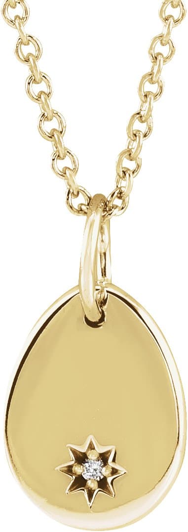 14K Rose .005 CT Diamond Pear Customizable Starburst 16-18" Necklace
