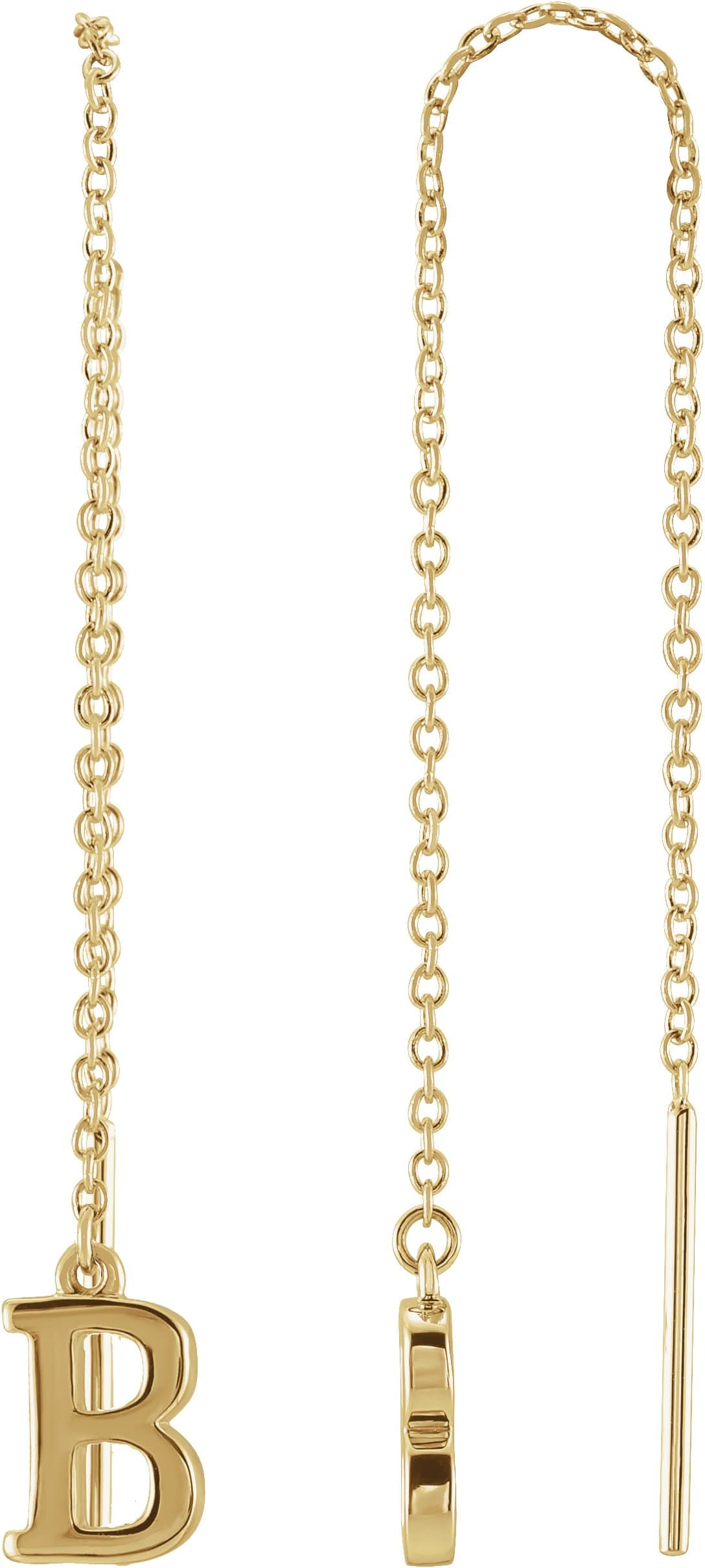 14K Rose Single Initial D Chain Earring