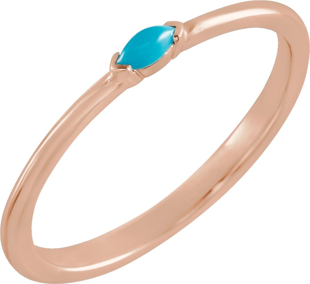 14K Rose Natural Black Onyx Stackable Ring