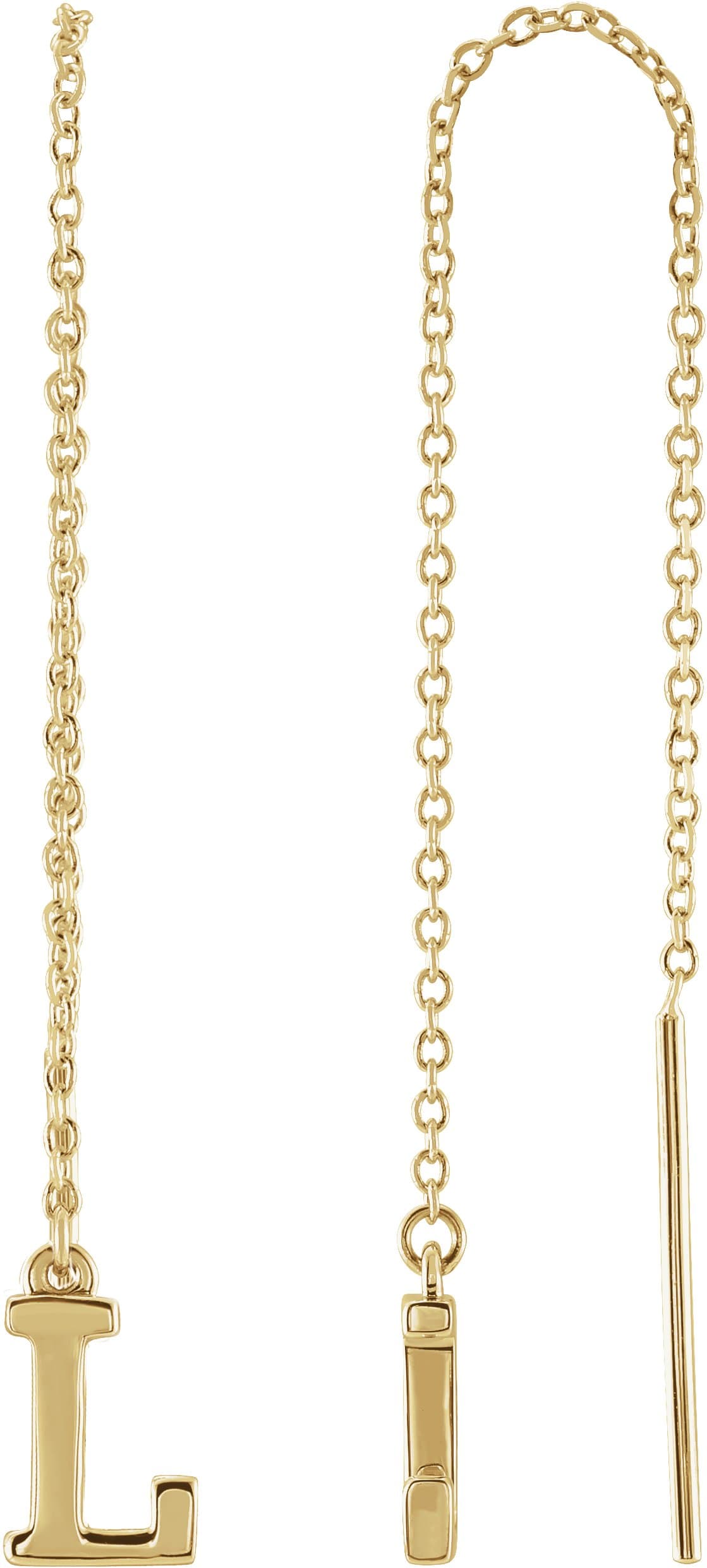 14K Rose Single Initial B Chain Earring