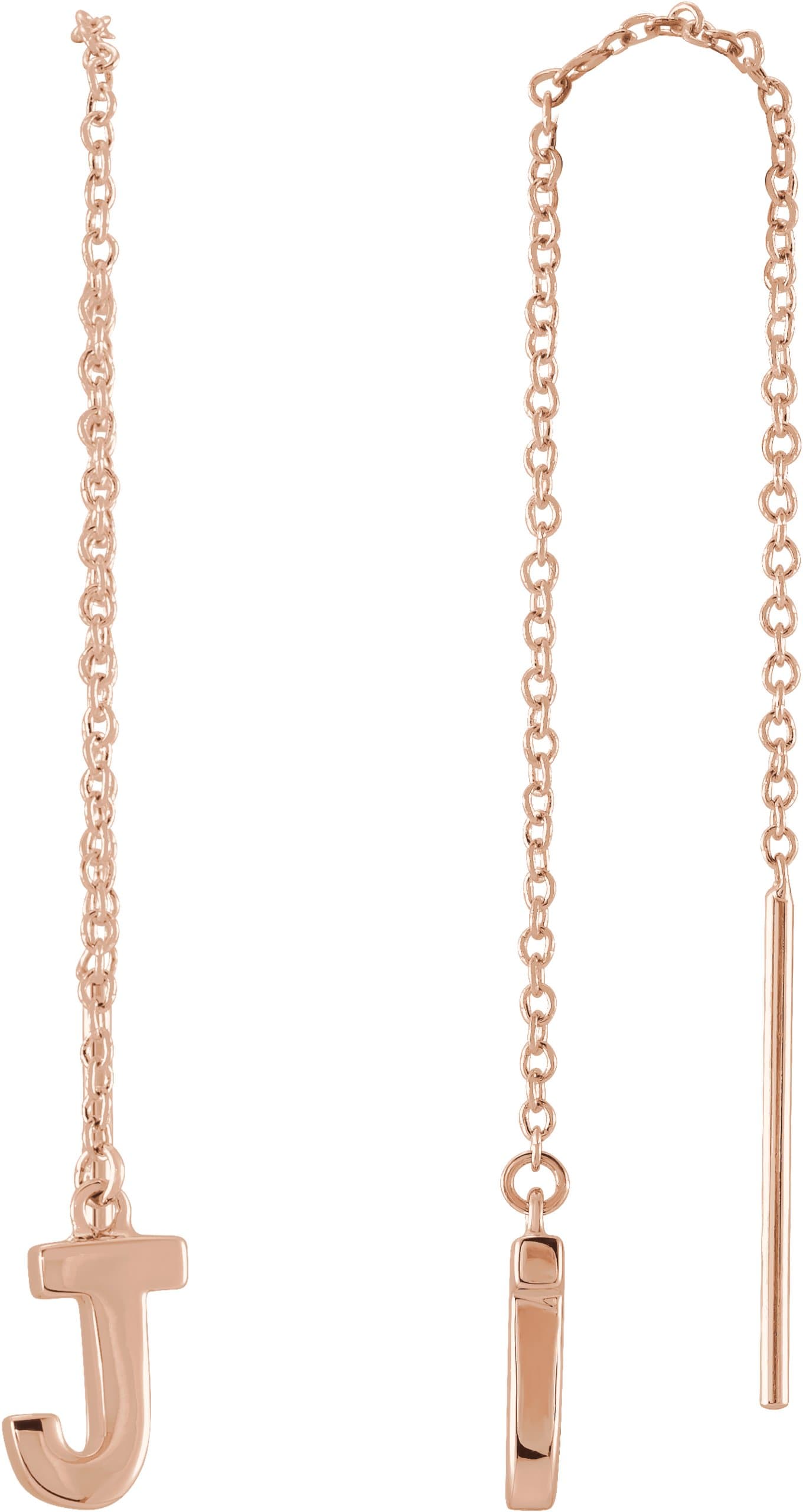 14K Rose Single Initial B Chain Earring