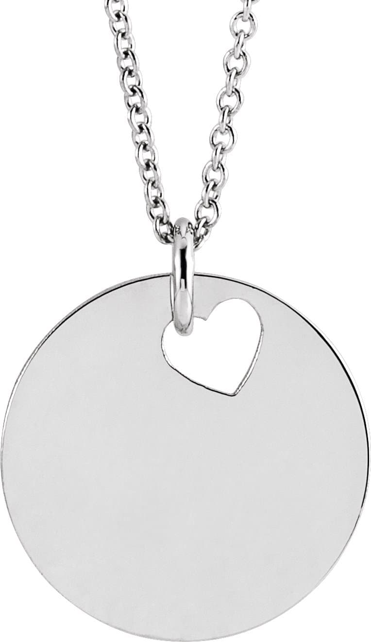 14K Rose Pierced Heart 15 mm Disc 16-18 Necklace