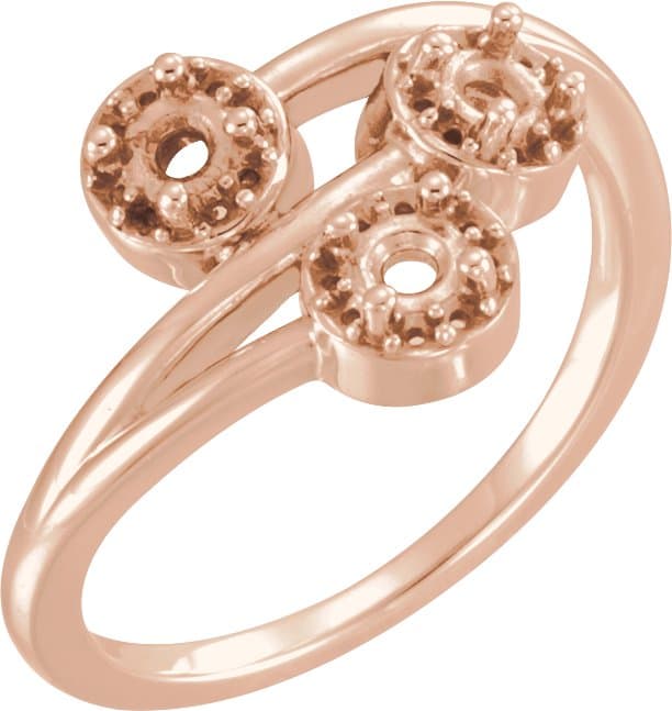 14K Rose 3/8 CTW Natural Diamond Three-Stone Ring