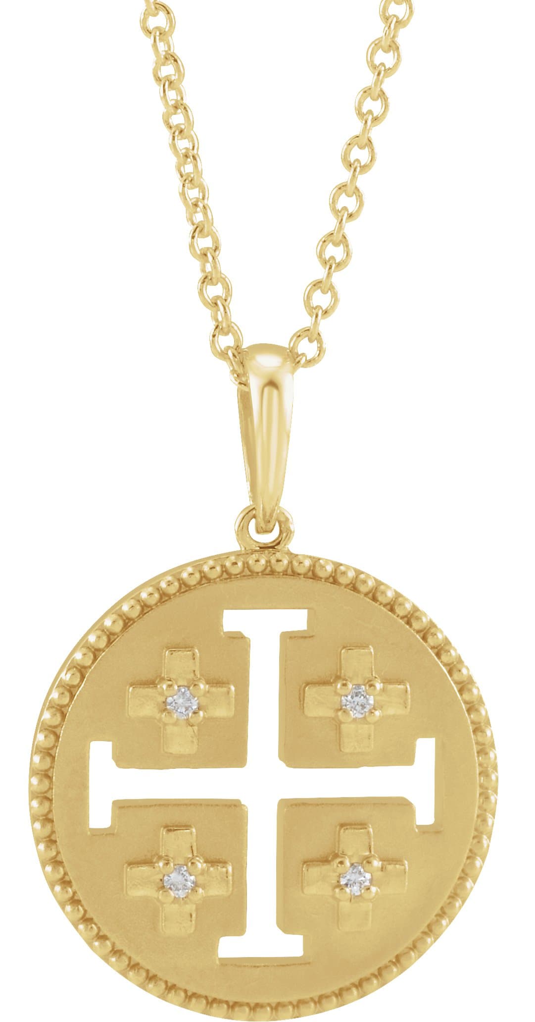 14K White .025 CTW Natural Diamond Jerusalem Cross 16-18 Necklace