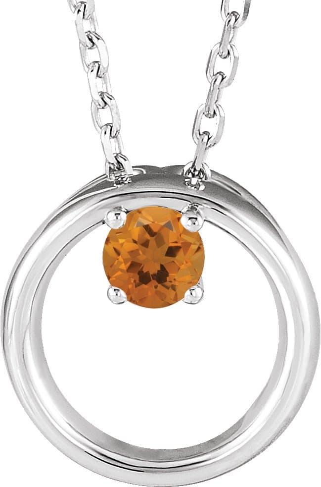 Platinum 1/10 CT Natural Diamond Circle 16-18" Necklace  