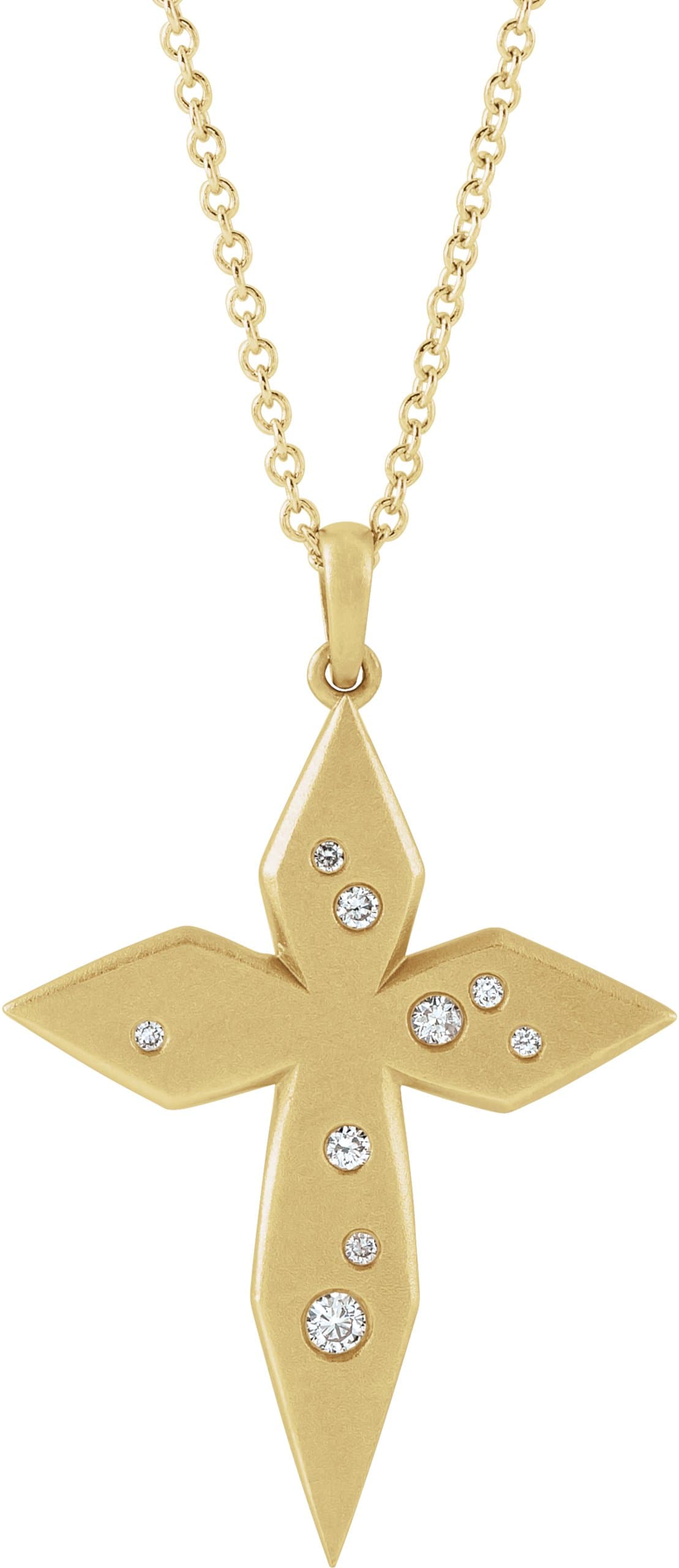 14K Yellow .08 CTW Natural Diamond Cross 16-18 Necklace