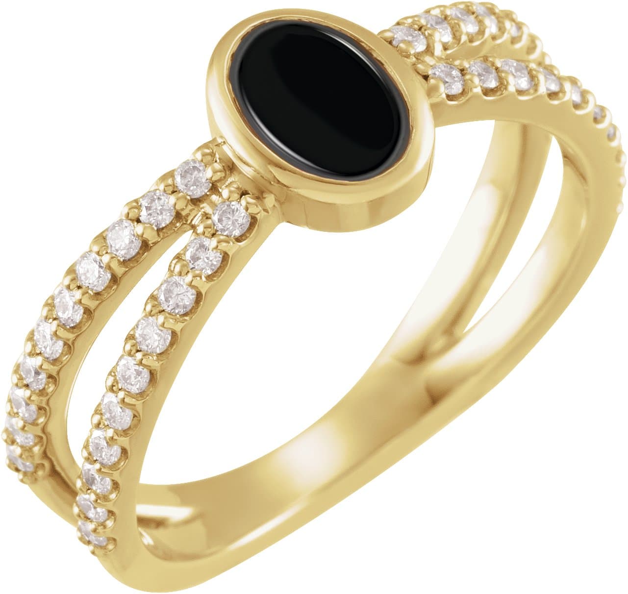14K Rose Natural Black Onyx & 3/8 CTW Natural Diamond Ring