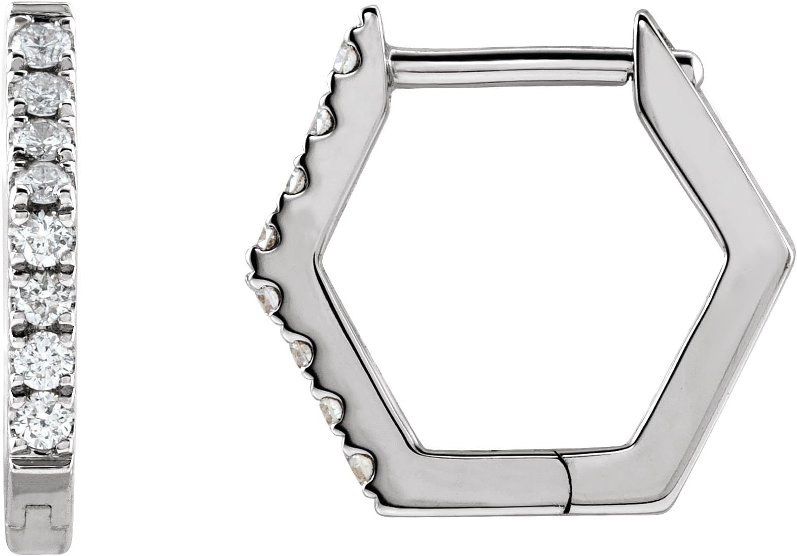 14K Rose 1/8 CTW Natural Diamond Geometric Hinged Huggie Earrings