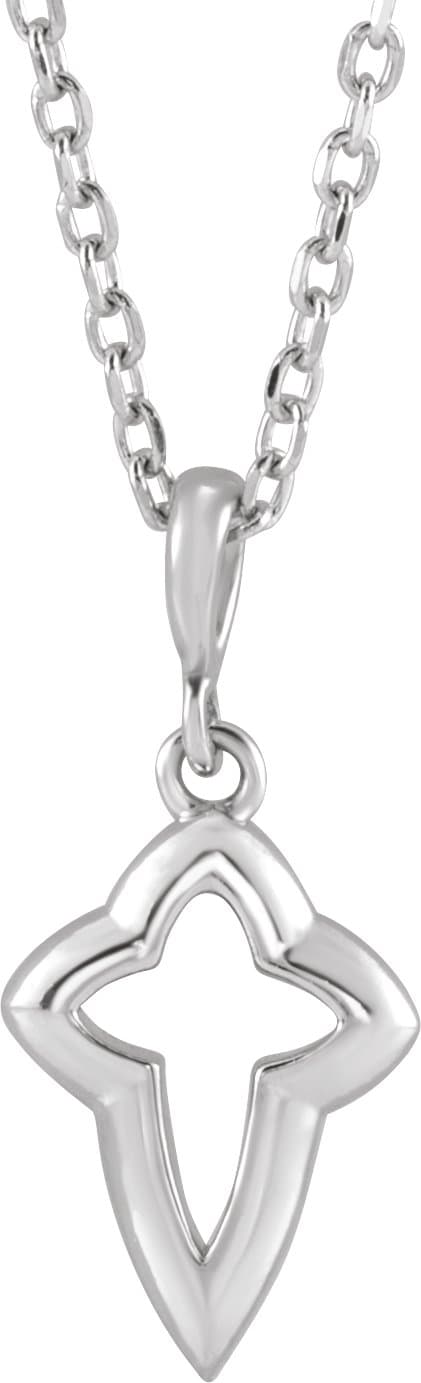 14K Rose Petite Open Cross 16-18 Necklace
