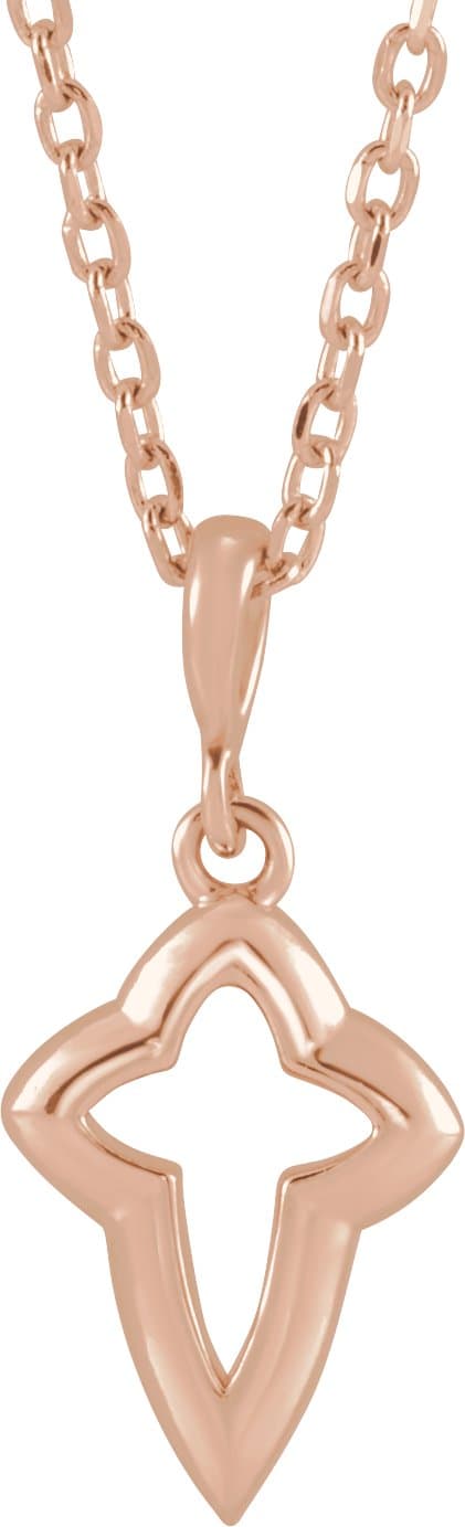 14K Rose Petite Open Cross 16-18 Necklace