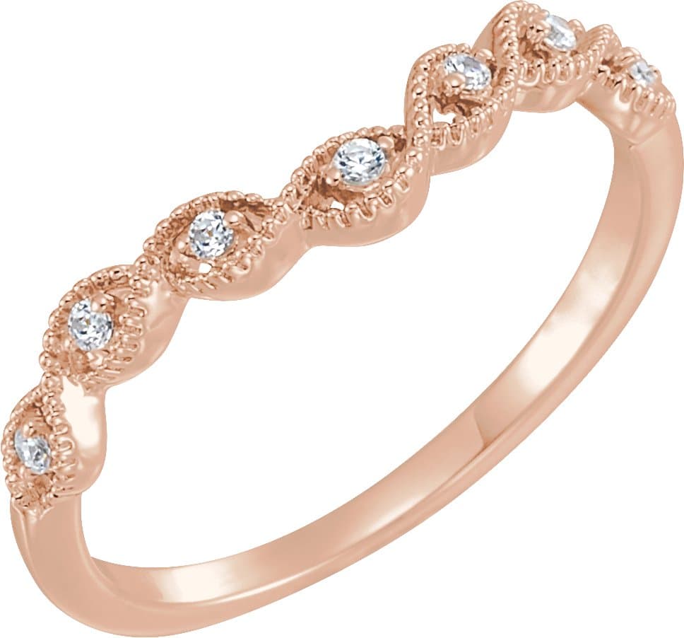 14K Rose .07 CTW Natural Diamond Contour Band