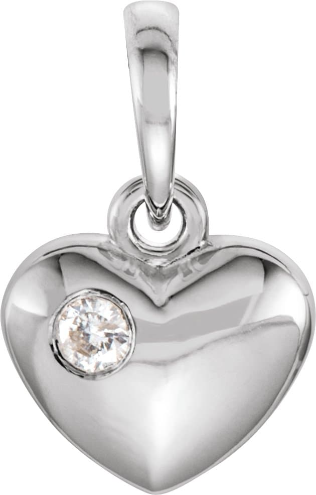 14K Rose .03 CT Natural Diamond Heart Pendant