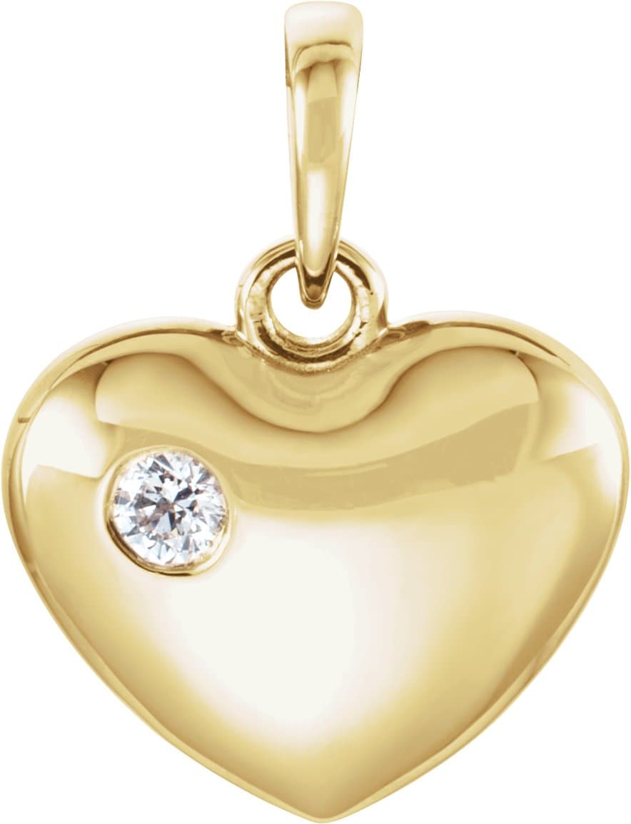 14K Rose .03 CT Natural Diamond Heart Pendant