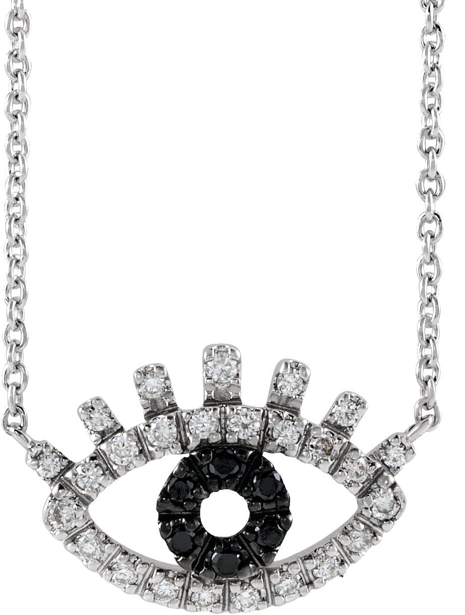 14K Rose 1/8 CTW Natural Black & White Diamond Evil Eye 18 Necklace