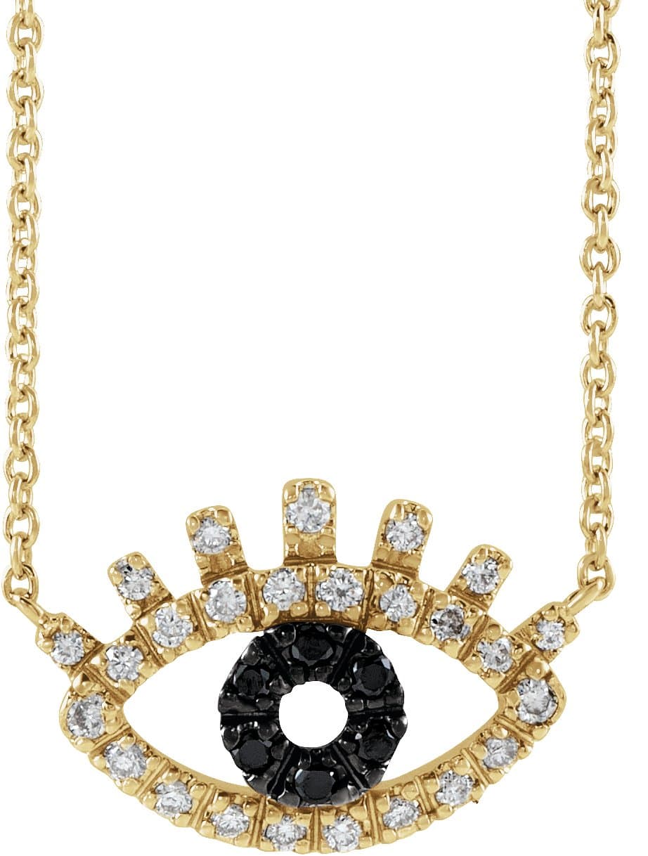 14K Rose 1/8 CTW Natural Black & White Diamond Evil Eye 18 Necklace