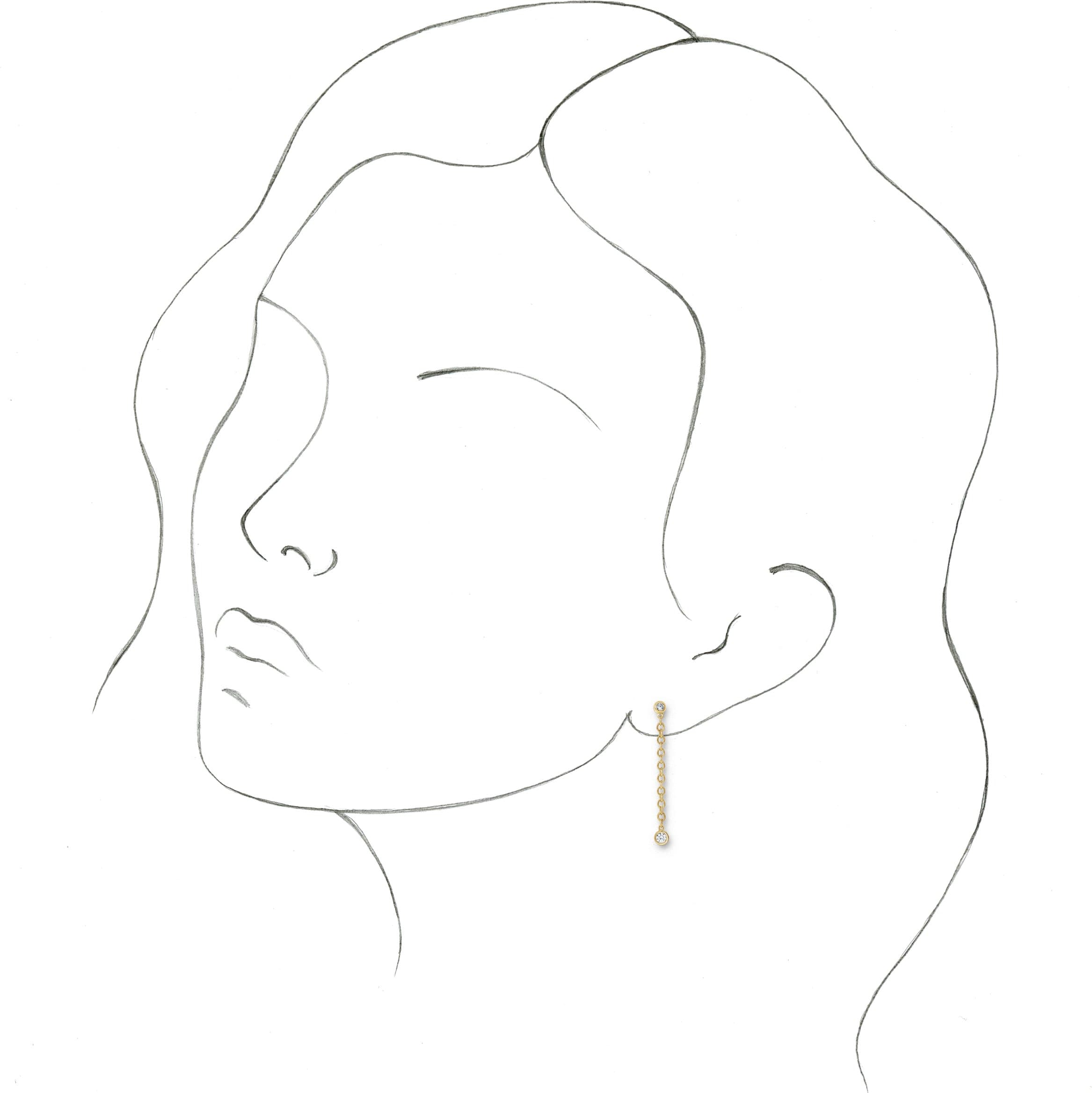 Bezel-Set Chain Earrings view 3
