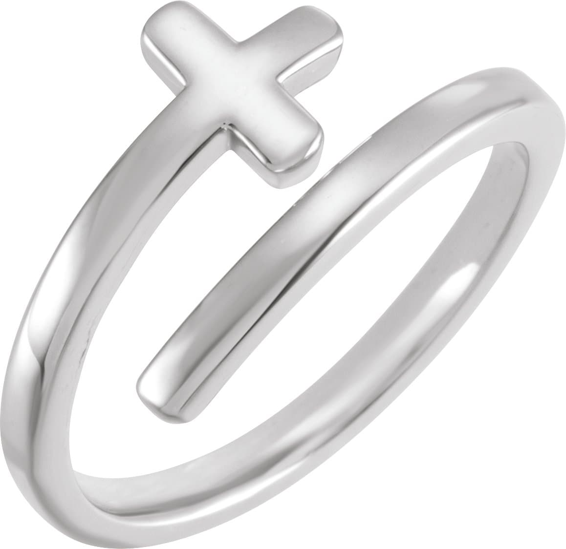 14K Rose Engravable Sideways Cross Ring
