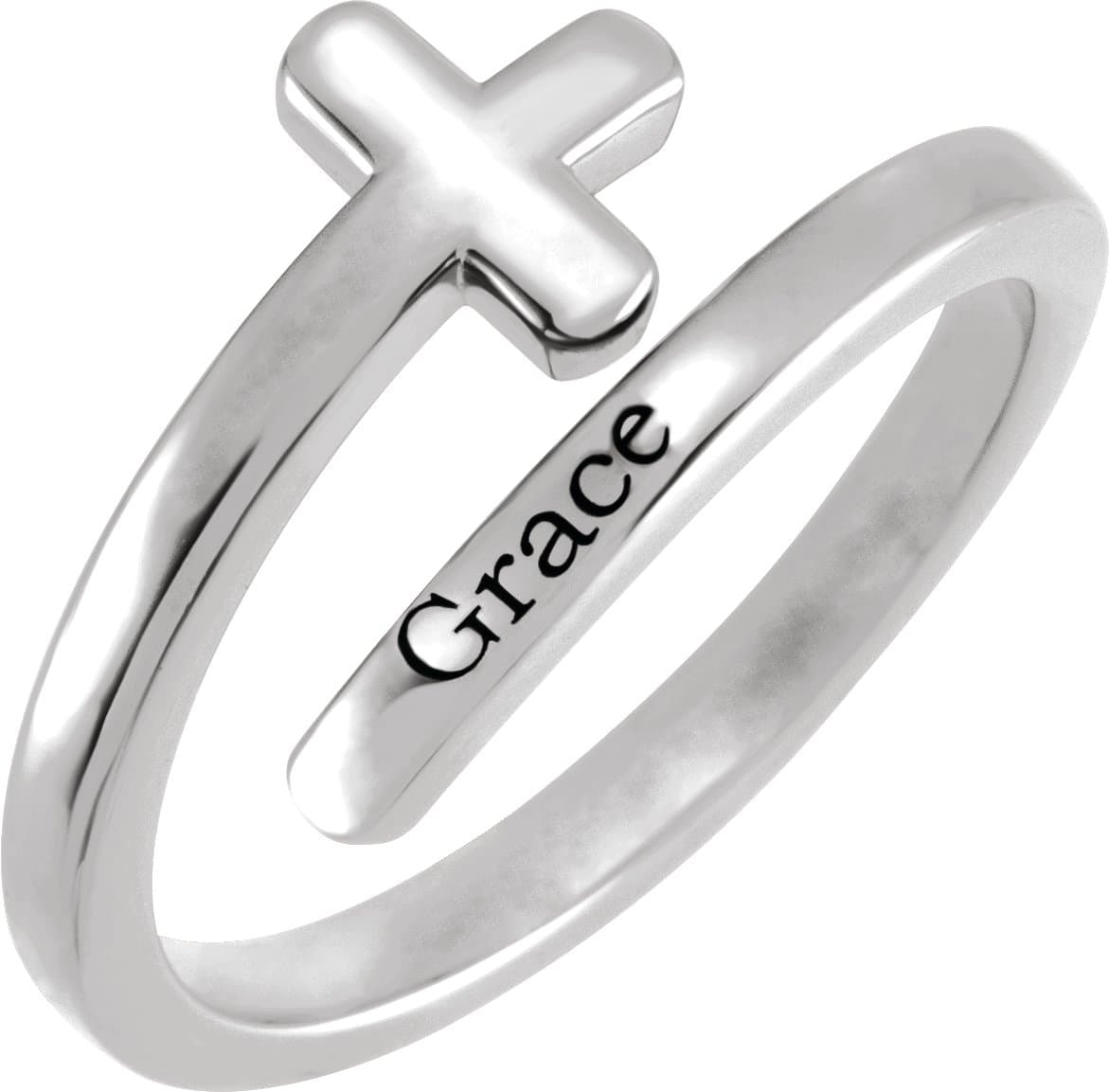 Engravable Sideways Cross Ring view 3