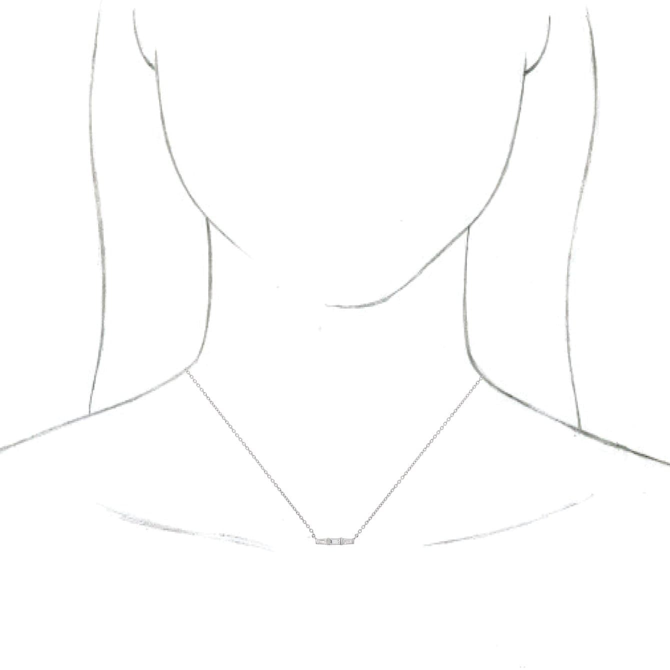 Three-Stone Bar Necklace or Center view 3