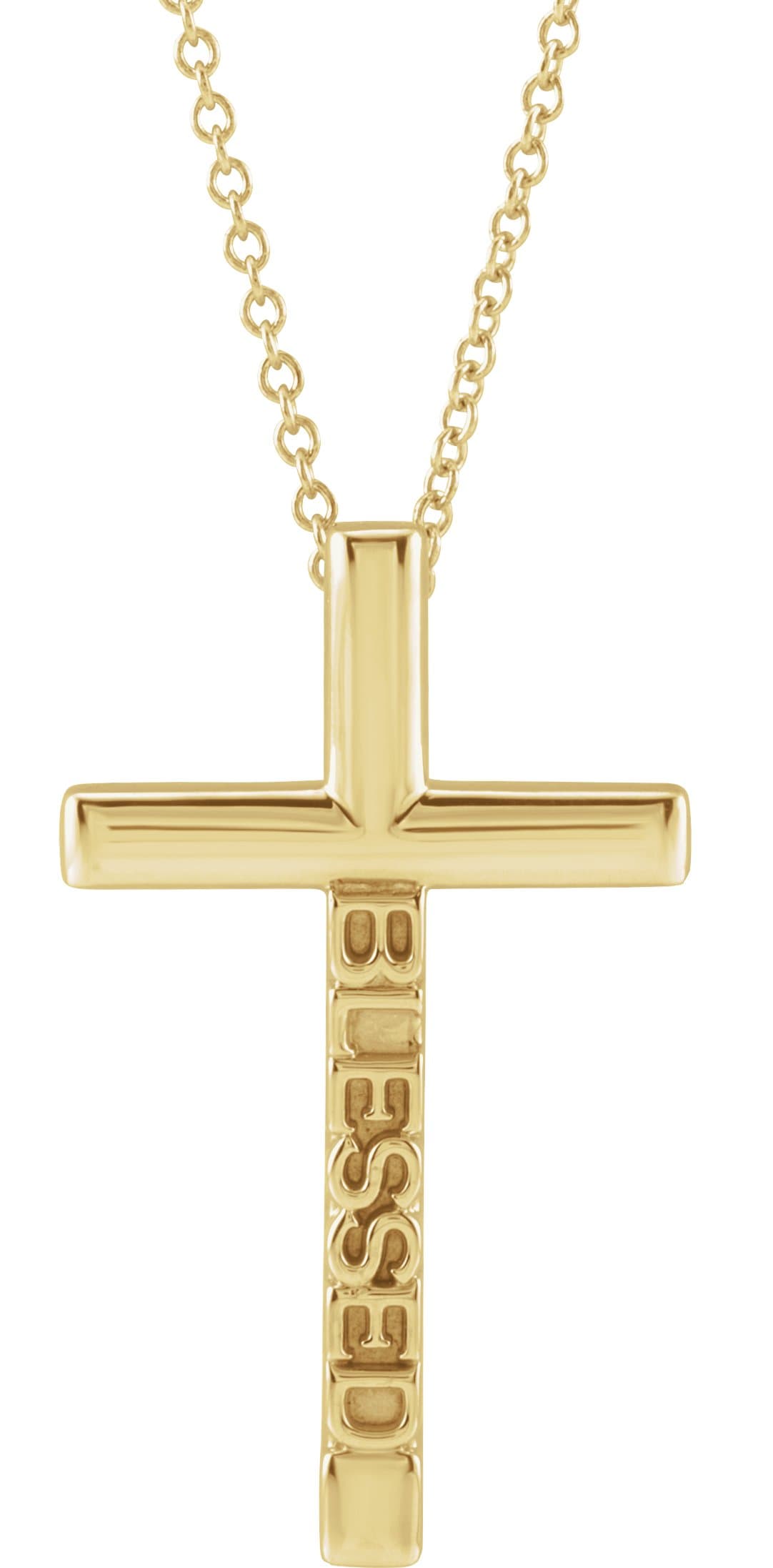 14K Yellow Blessed Cross 16-18 Necklace