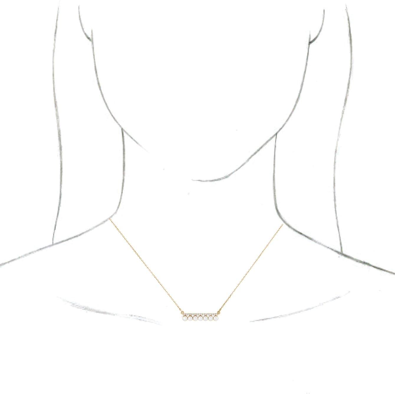 Accented Pearl Bar Necklace or Center view 3