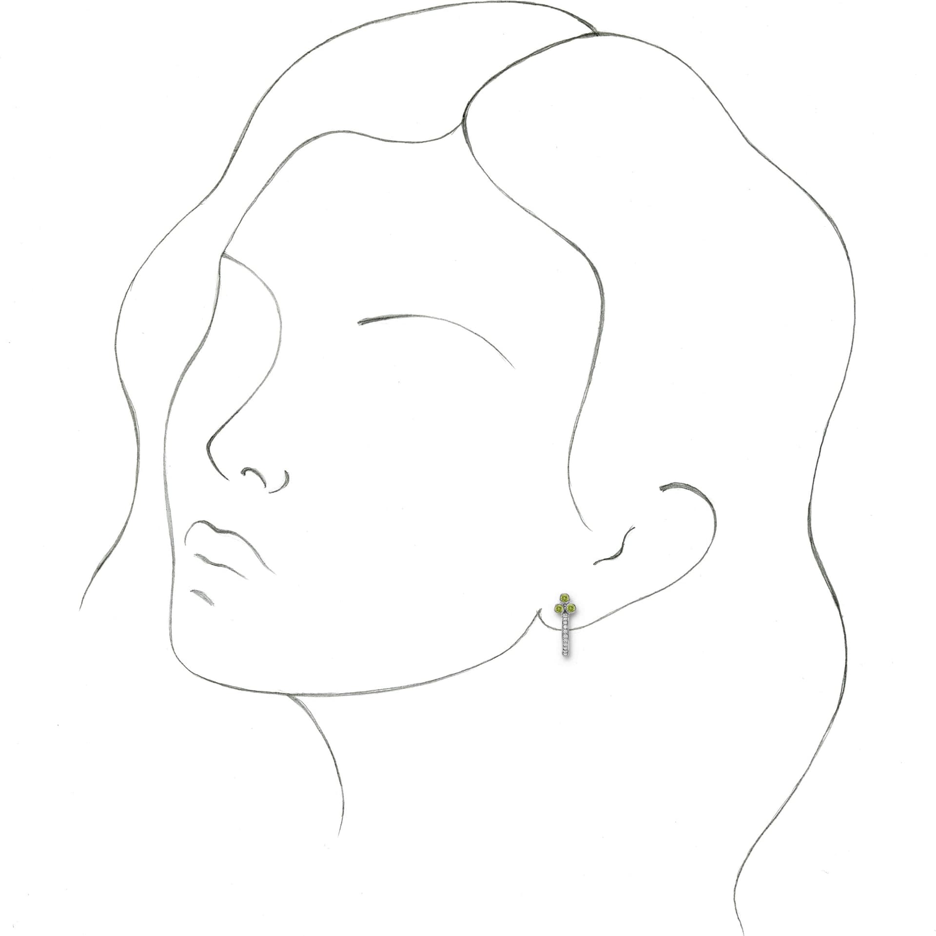 Accented Bezel-Set J-Hoop Earrings view 3