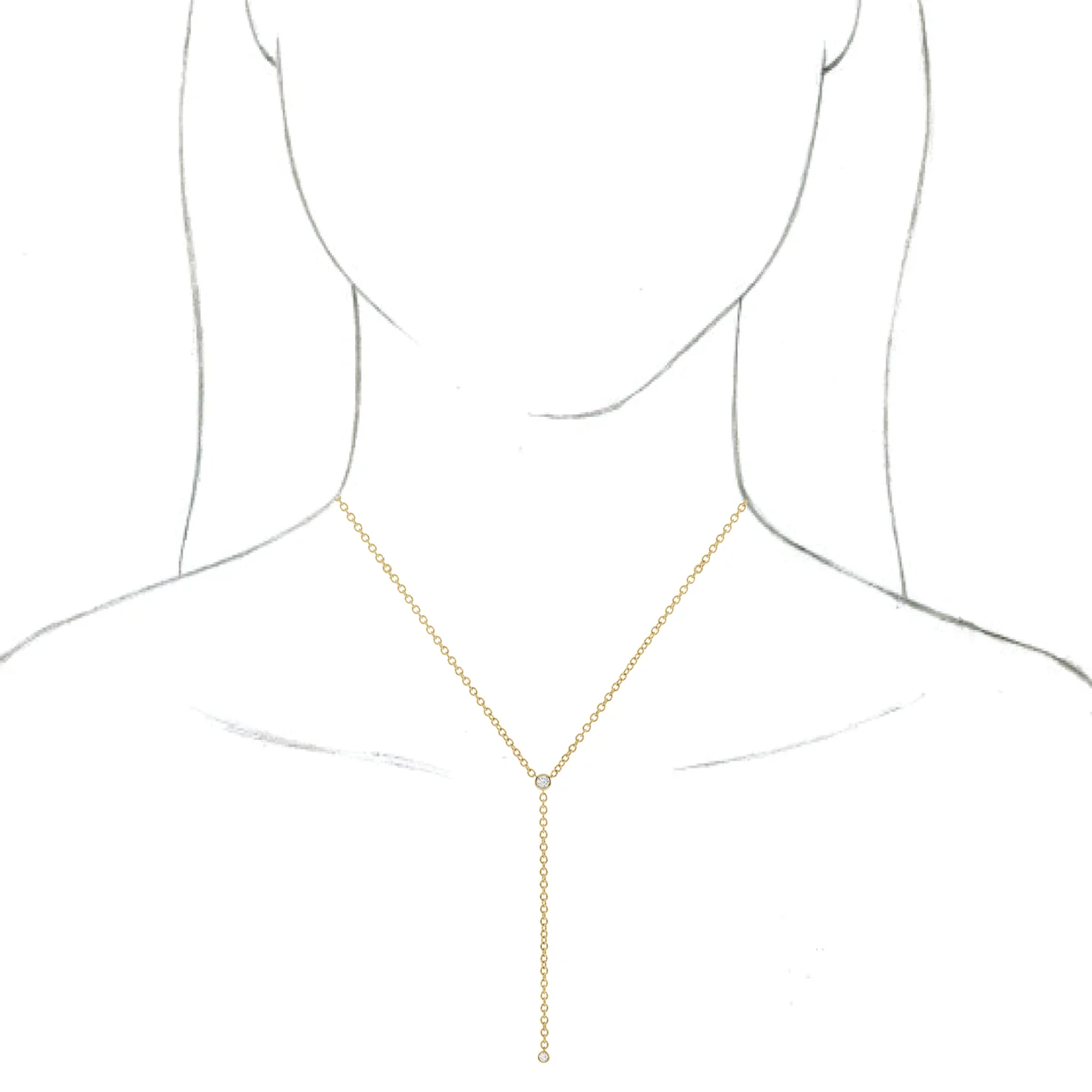 Bezel-Set Y Necklace, view 4