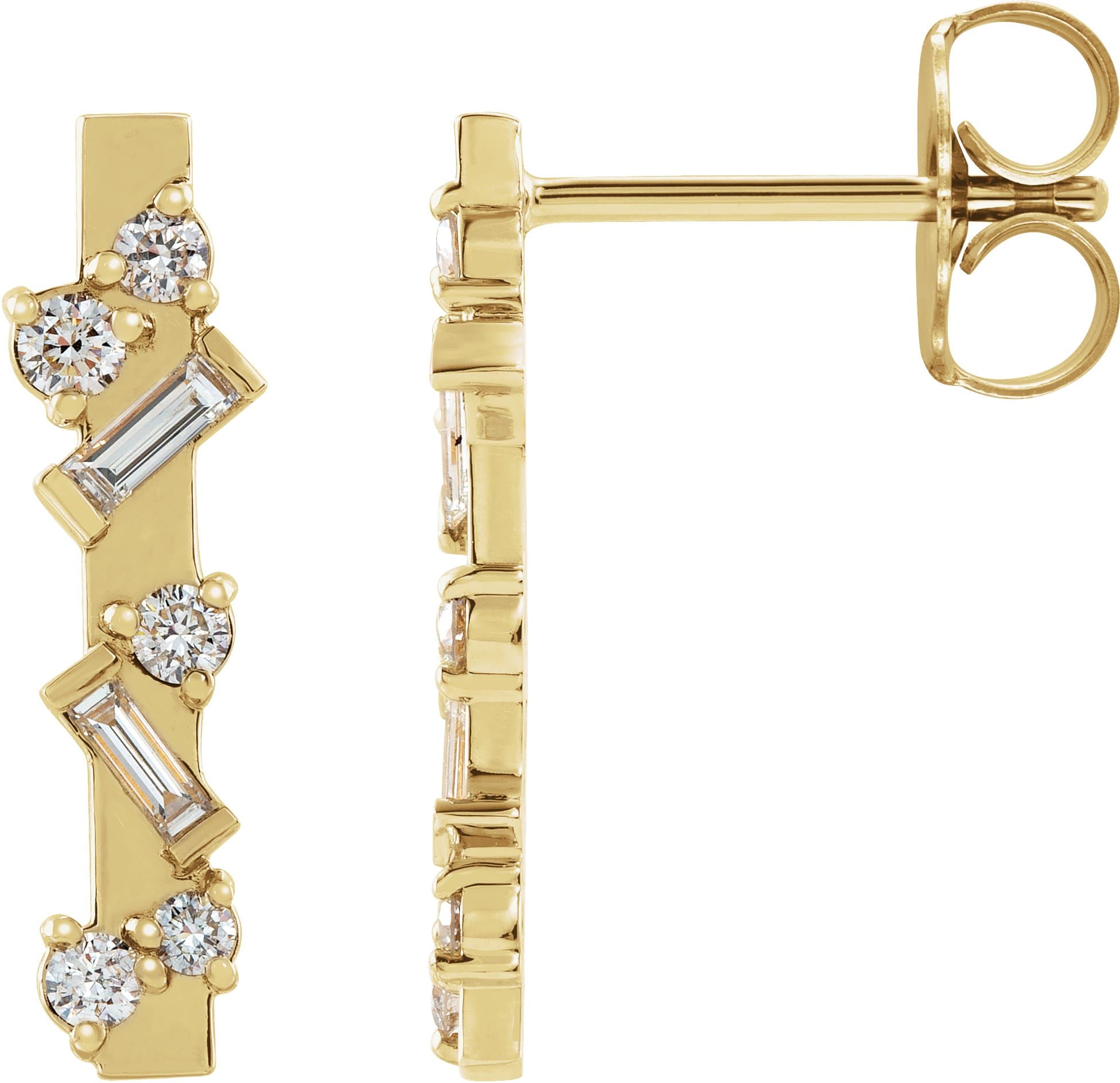 14K Rose 1/4 CTW Natural Diamond Scattered Bar Earrings