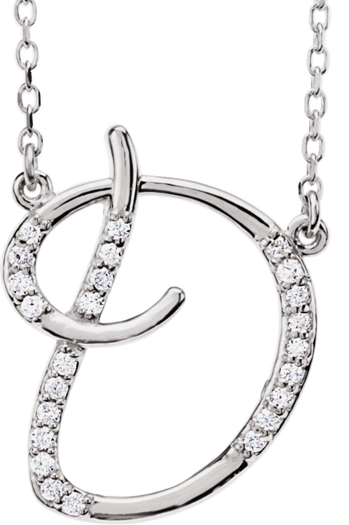 14K Rose Gold .08 CTW Natural Diamond Initial C 16" Necklace