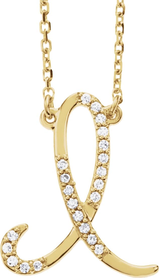 14K Rose .08 CTW Natural Diamond Initial G 16 Necklace