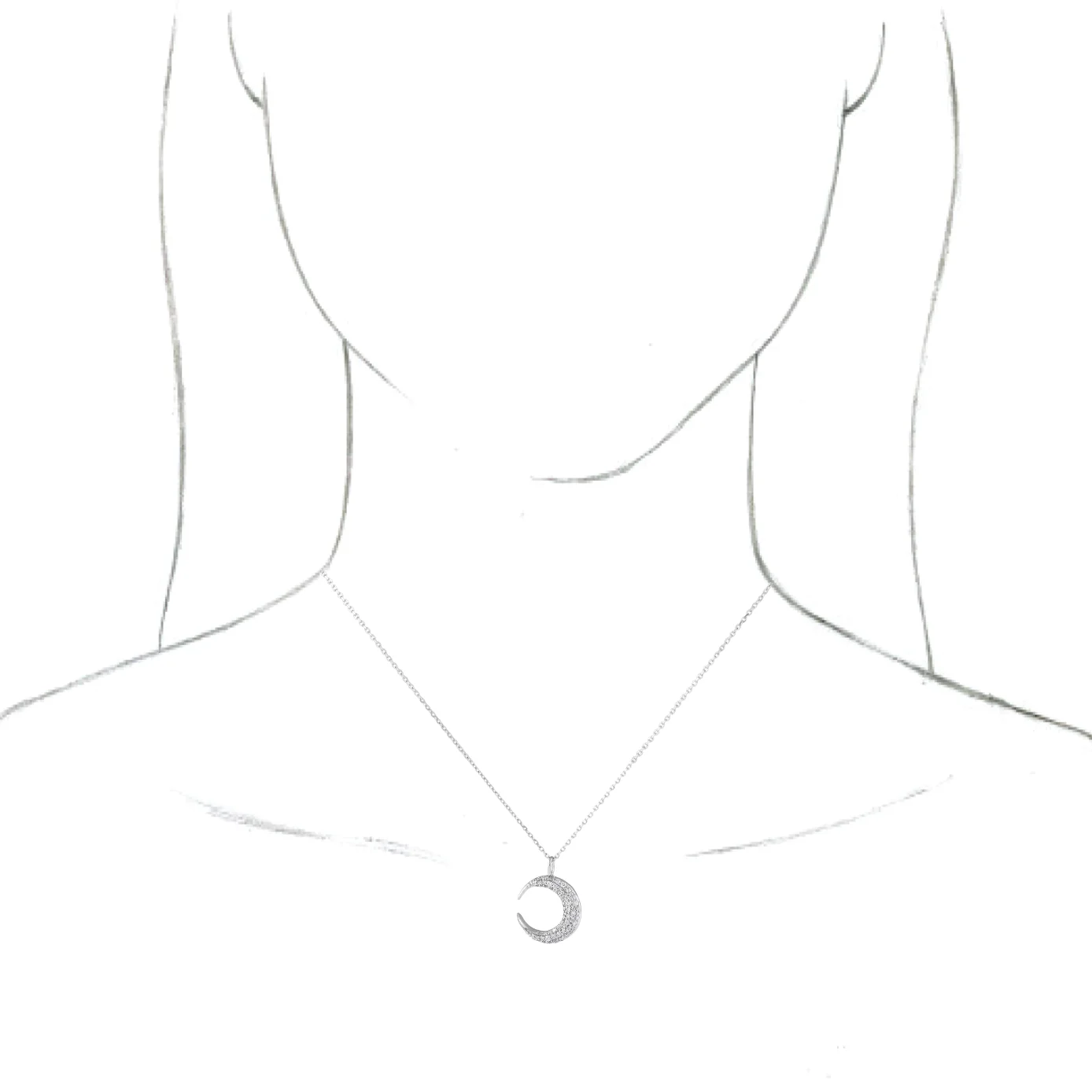 Accented Crescent Moon Necklace, view 4