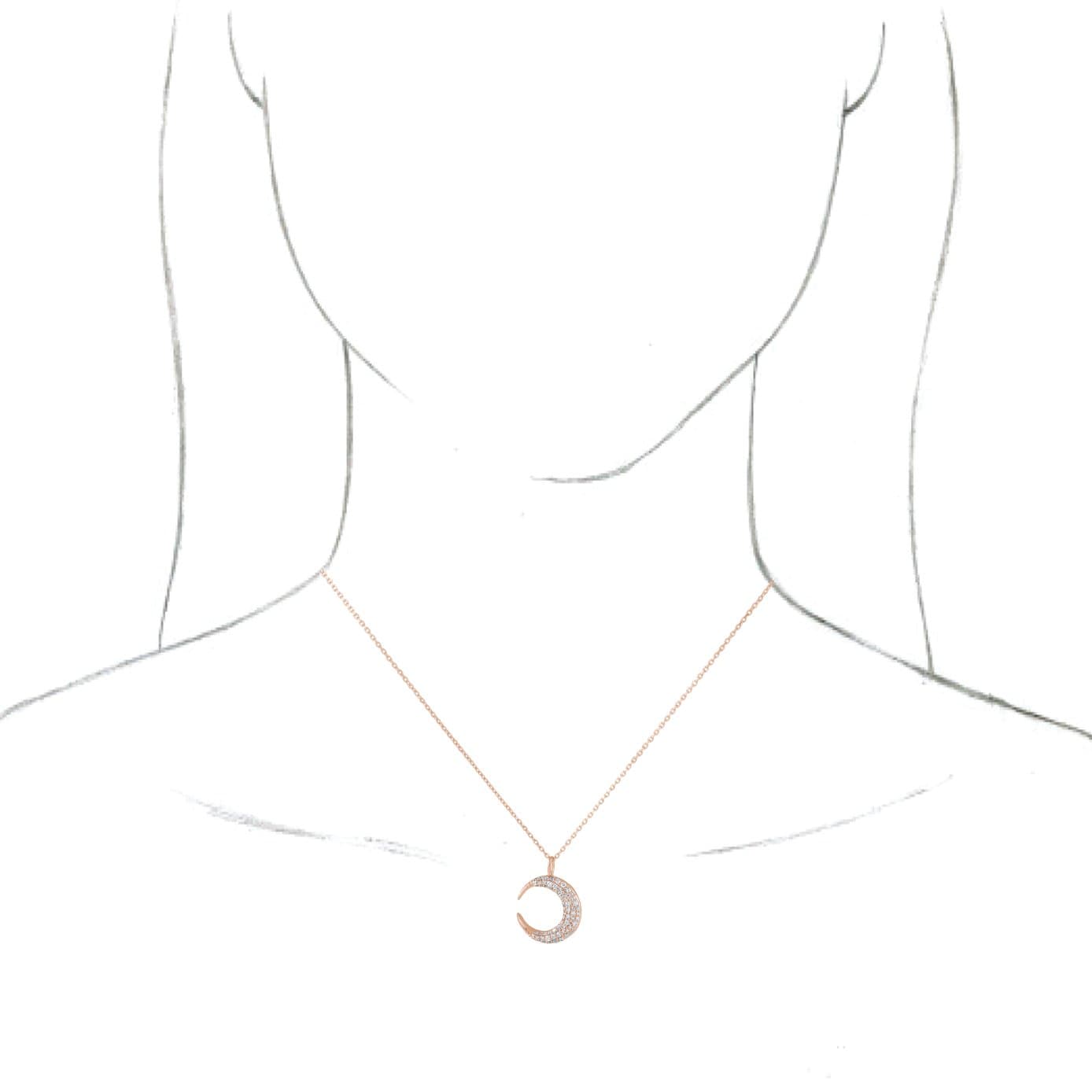 Accented Crescent Moon Necklace or Pendant view 3