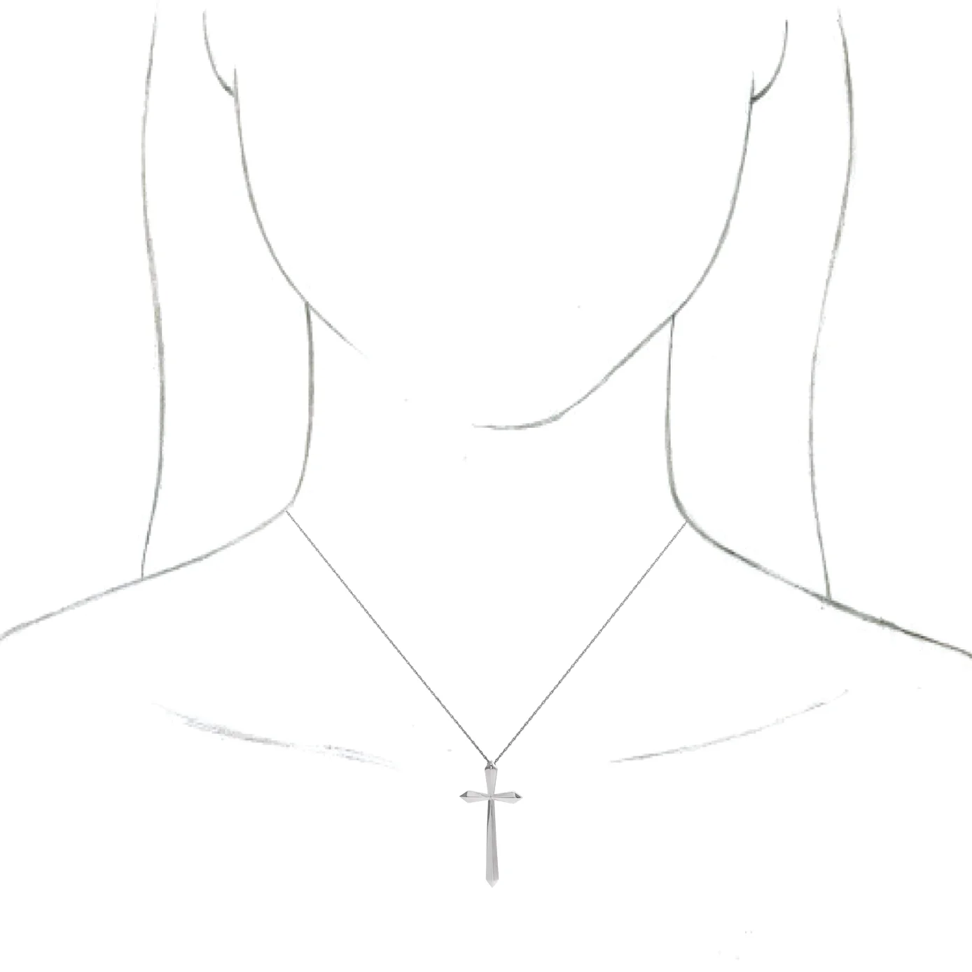Elongated Cross Necklace, view 4