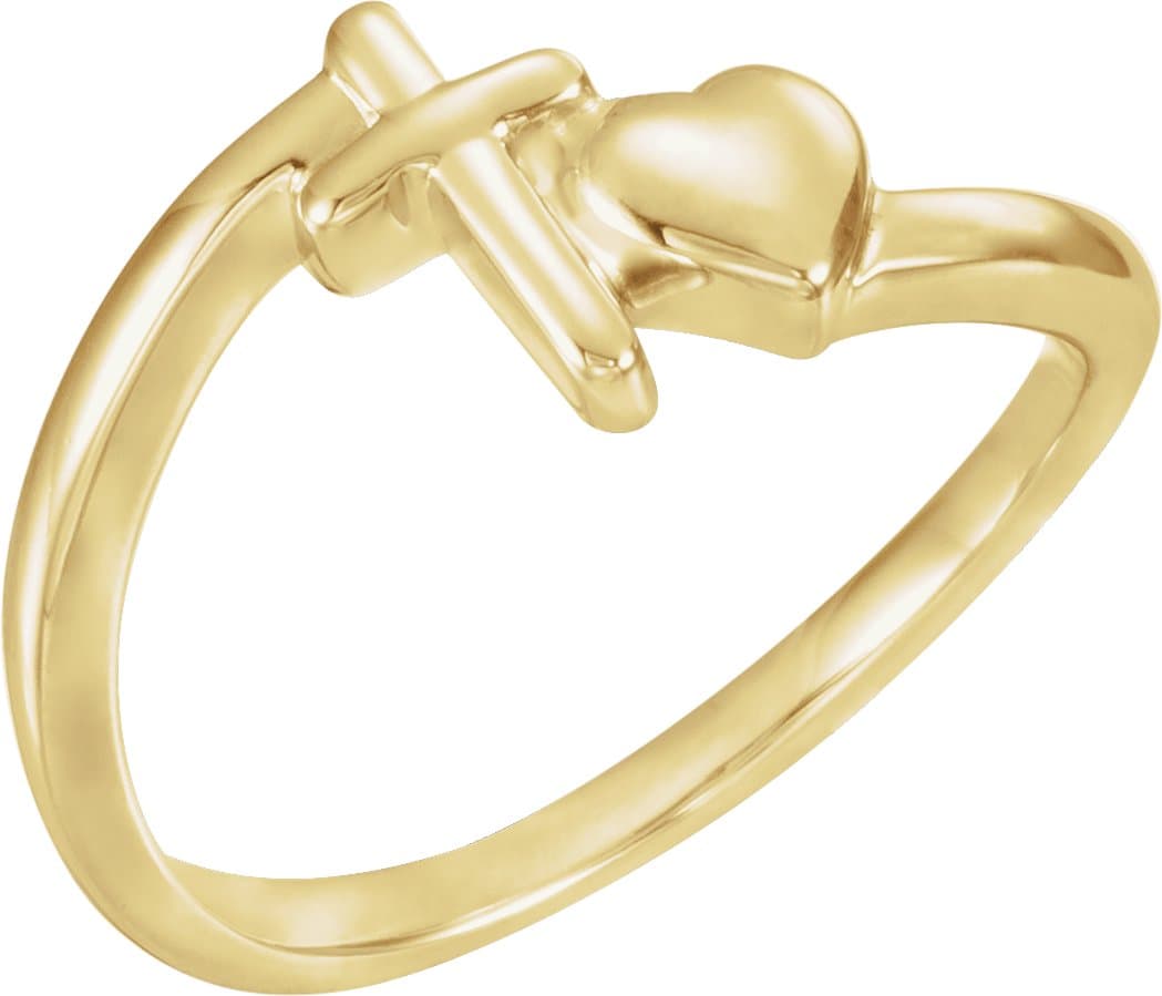 14K White Cross & Heart Chastity Ring