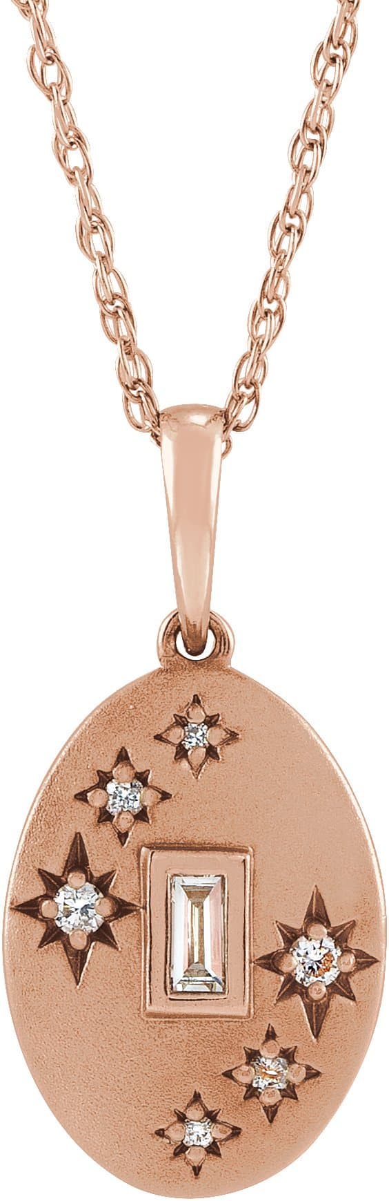 14K Rose .07 CTW Natural Diamond Celestial 16-18 Necklace
