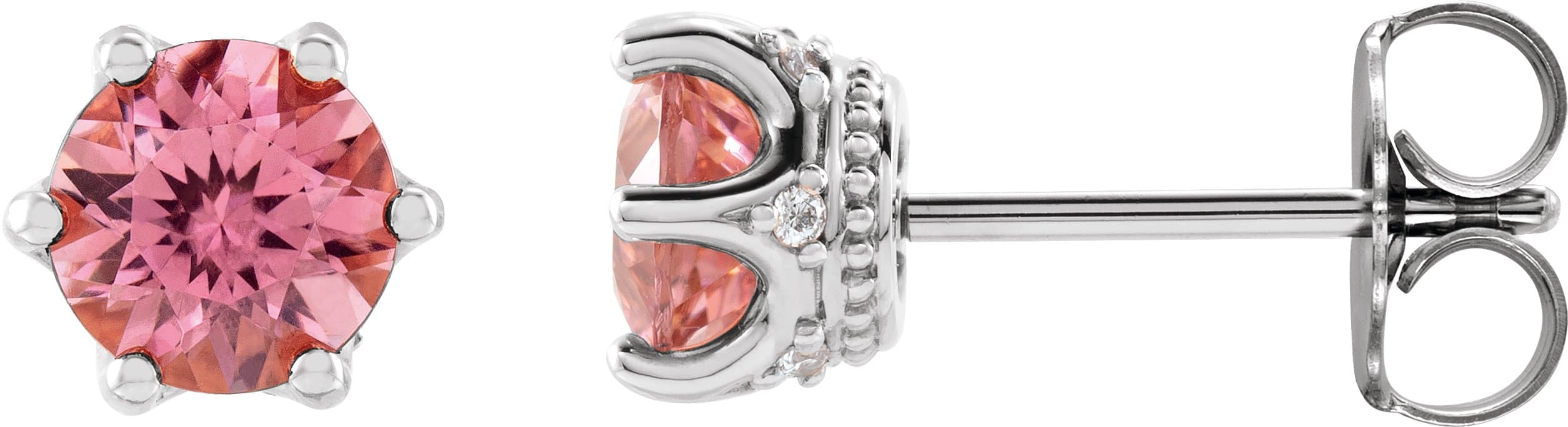 14K Rose 4 mm Lab-Grown Alexandrite & .03 CTW Natural Diamond Crown Earrings