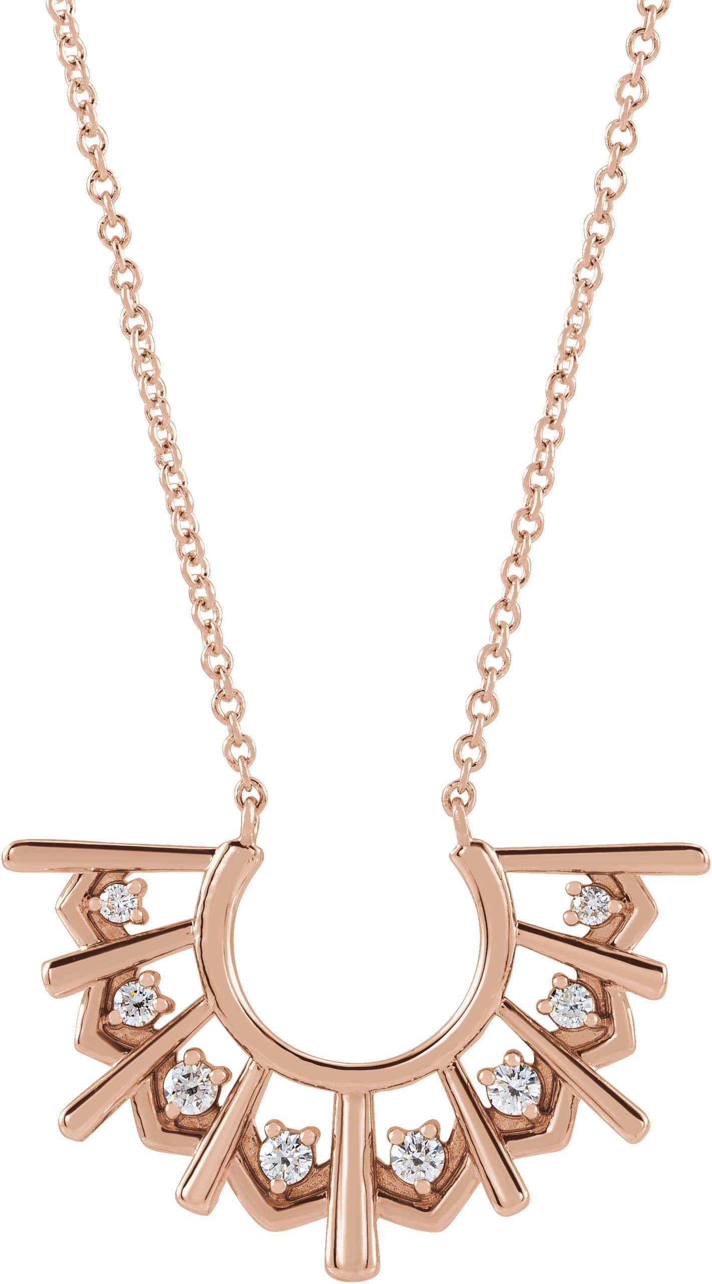 14K Rose 1/8 CTW Natural Diamond Fan 18 Necklace
