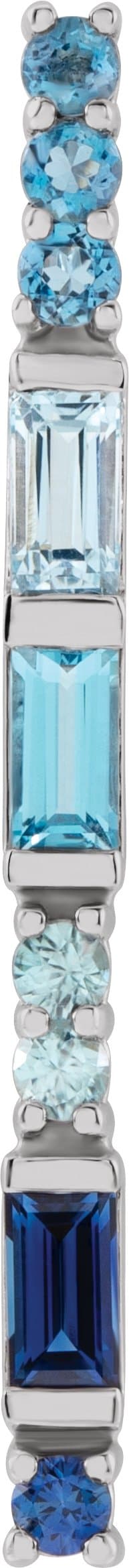 Platinum Natural Blue Multi-Gemstone Bar Pendant