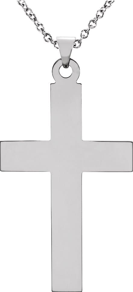 14K White Cross 18 Necklace